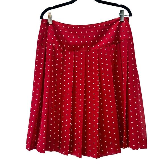 Nine & Company Chiffon Overlay Pleated Polka Dot Skirt Red/White Size 14 - Picture 1 of 7